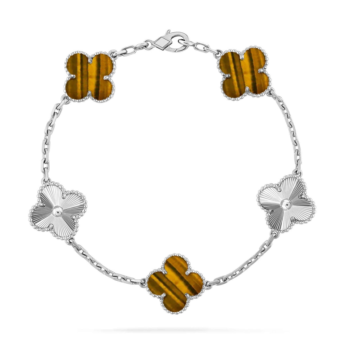 [Lumi]New  CLOVER 5 MOTIFS TIGER EYE BRACELET COLLECTION