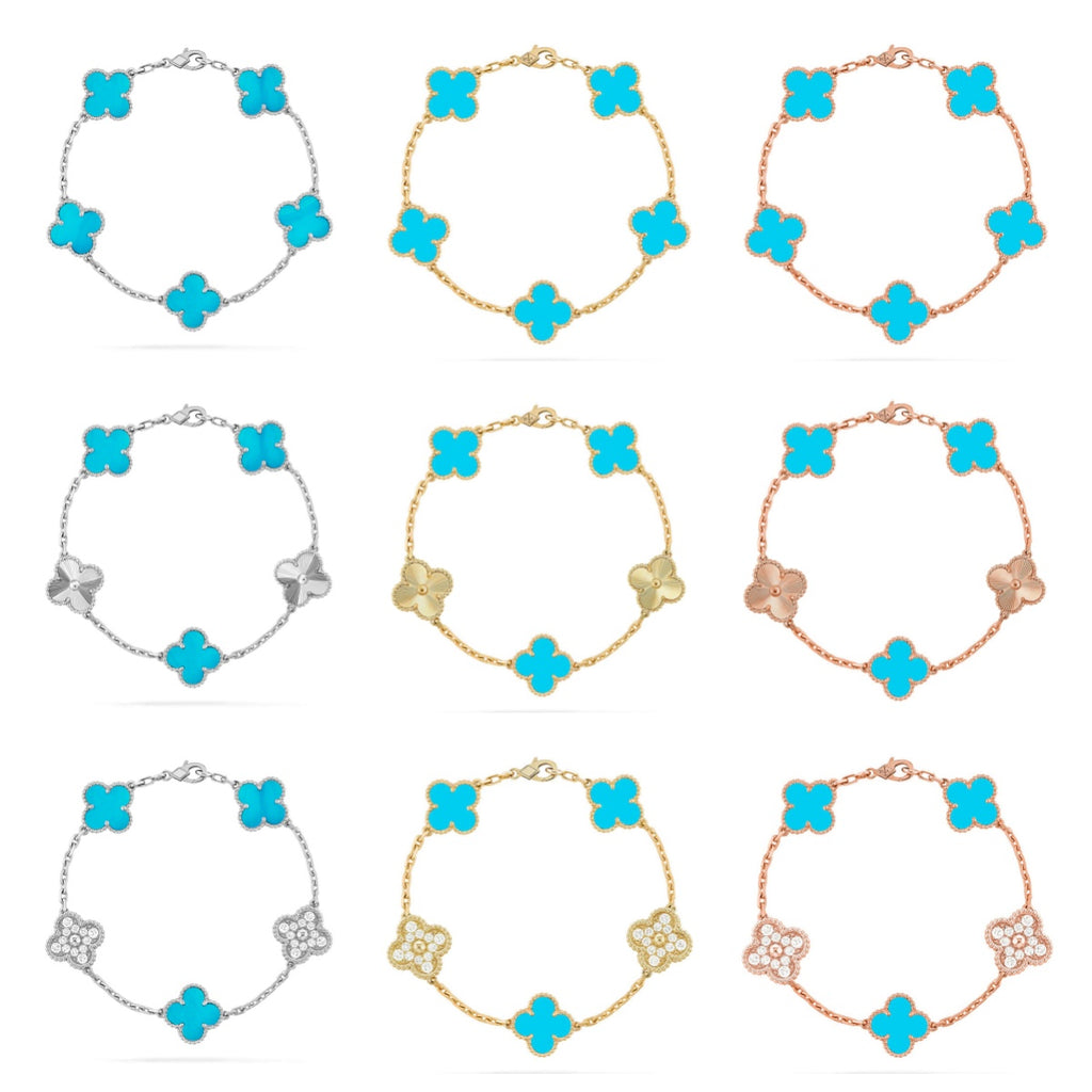 [Lumi jewelry] CLOVER 5 MOTIF TURQUOISE BRACELET COLLECTION