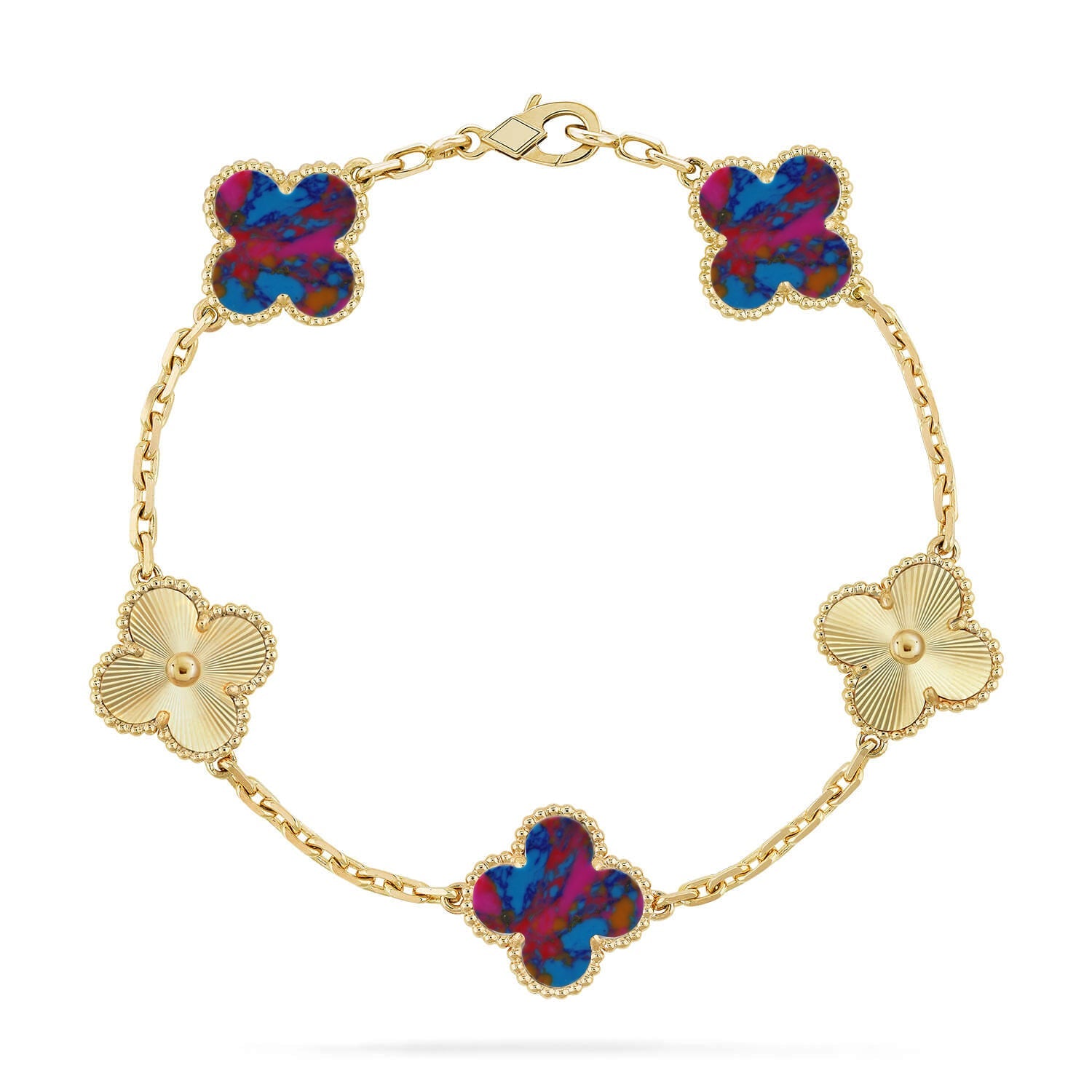 [Lumi jewelry]CLOVER 5 MOTIF COLOR GEMSTONES BRACELET COLLECTION