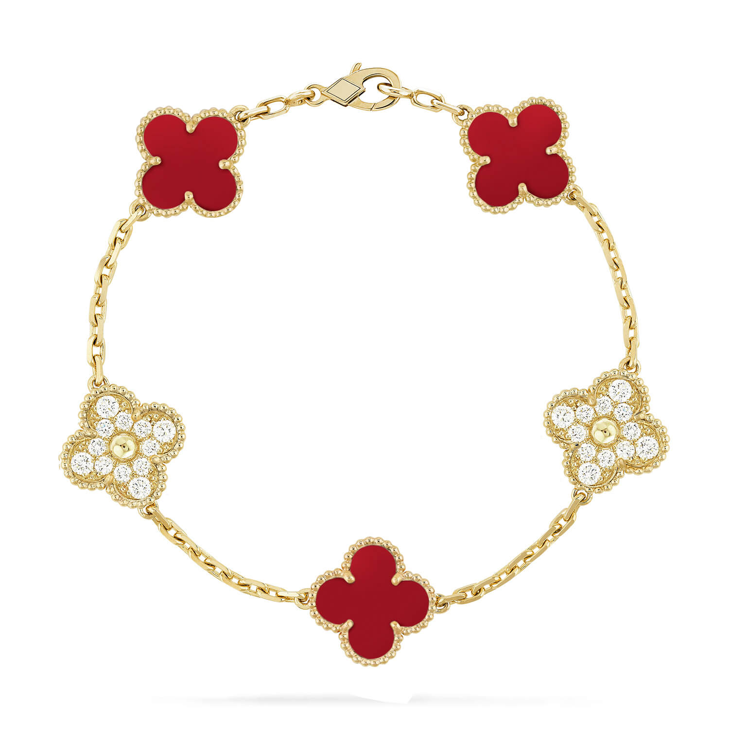 [Lumi]New  CLOVER 5 MOTIF RED CORNELIAN BRACELET COLLECTION