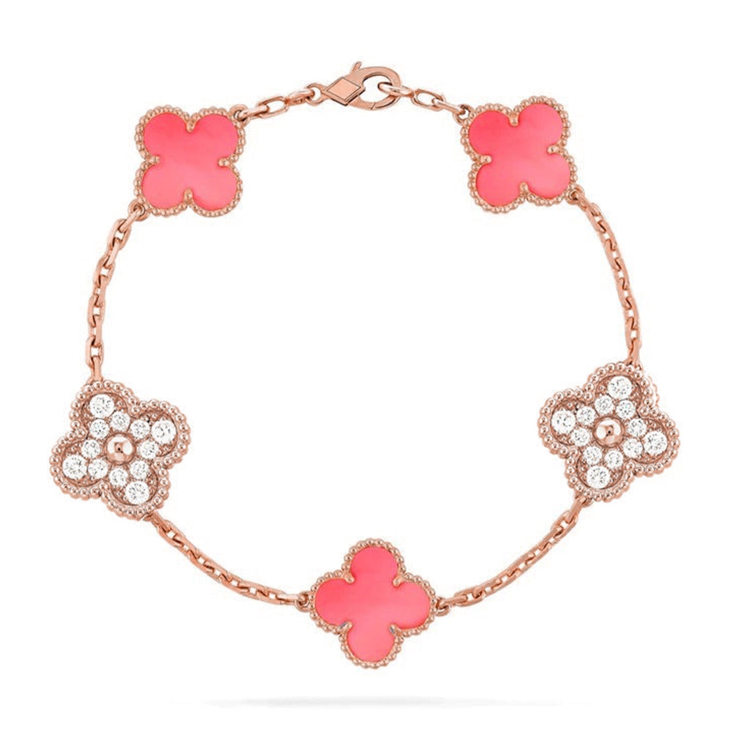 [Lumi]New  CLOVER 5 MOTIFS  PINK MOP BRACELET COLLECTION