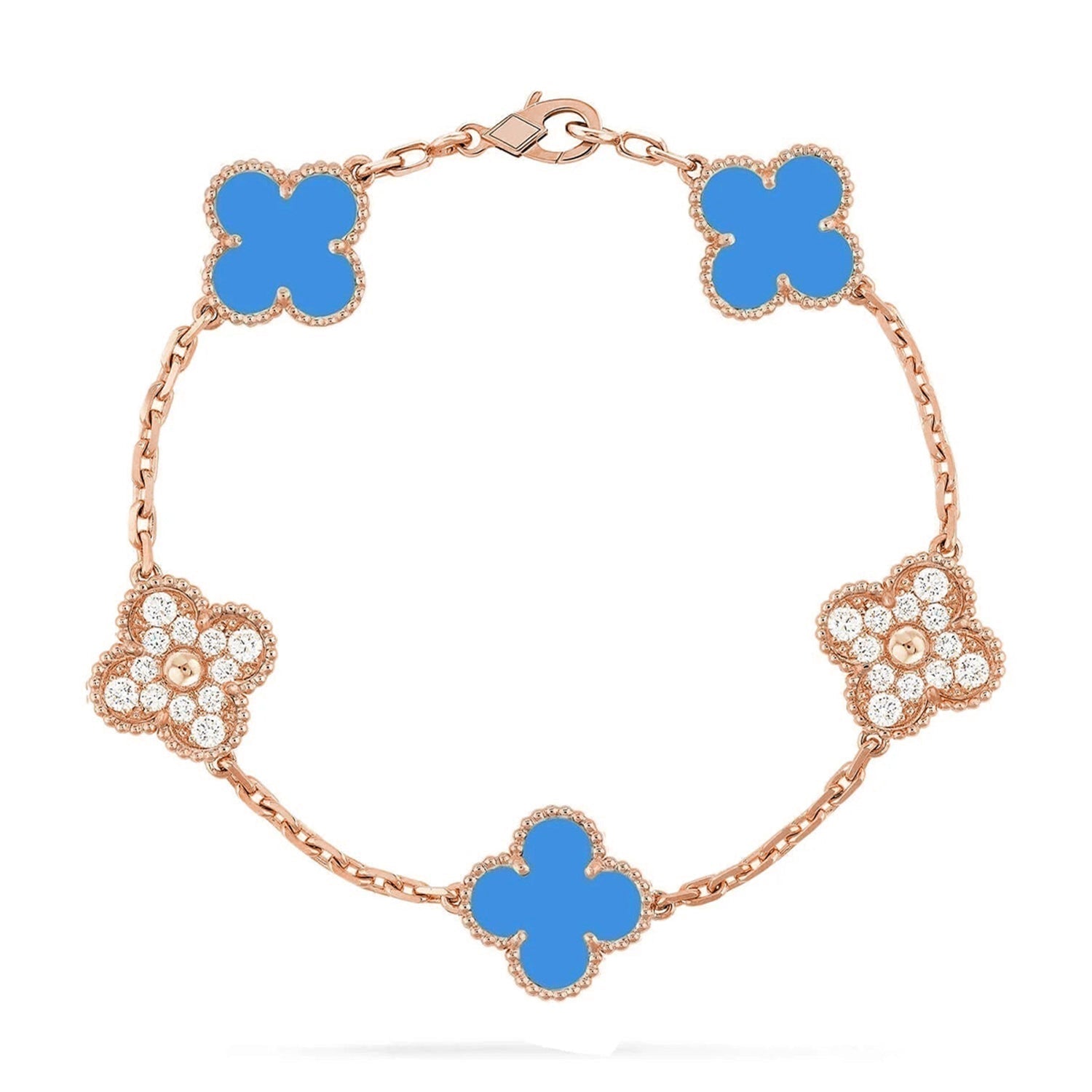 [Lumi]New  CLOVER 5 MOTIF BLUE AGATE BRACELET COLLECTION