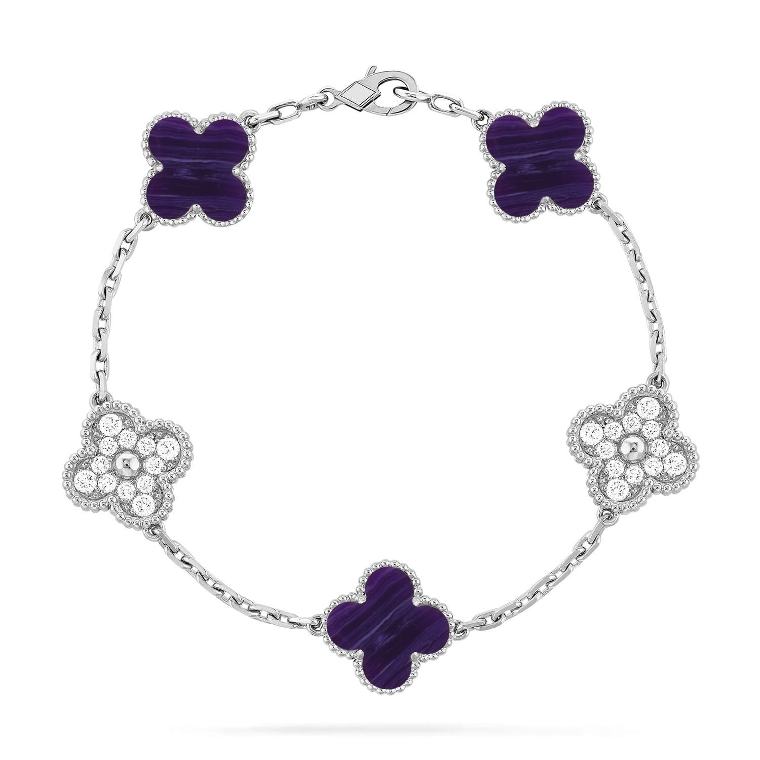 [Lumi jewelry]CLOVER 5 MOTIF PURPLE STRIPES BRACELET COLLECTION