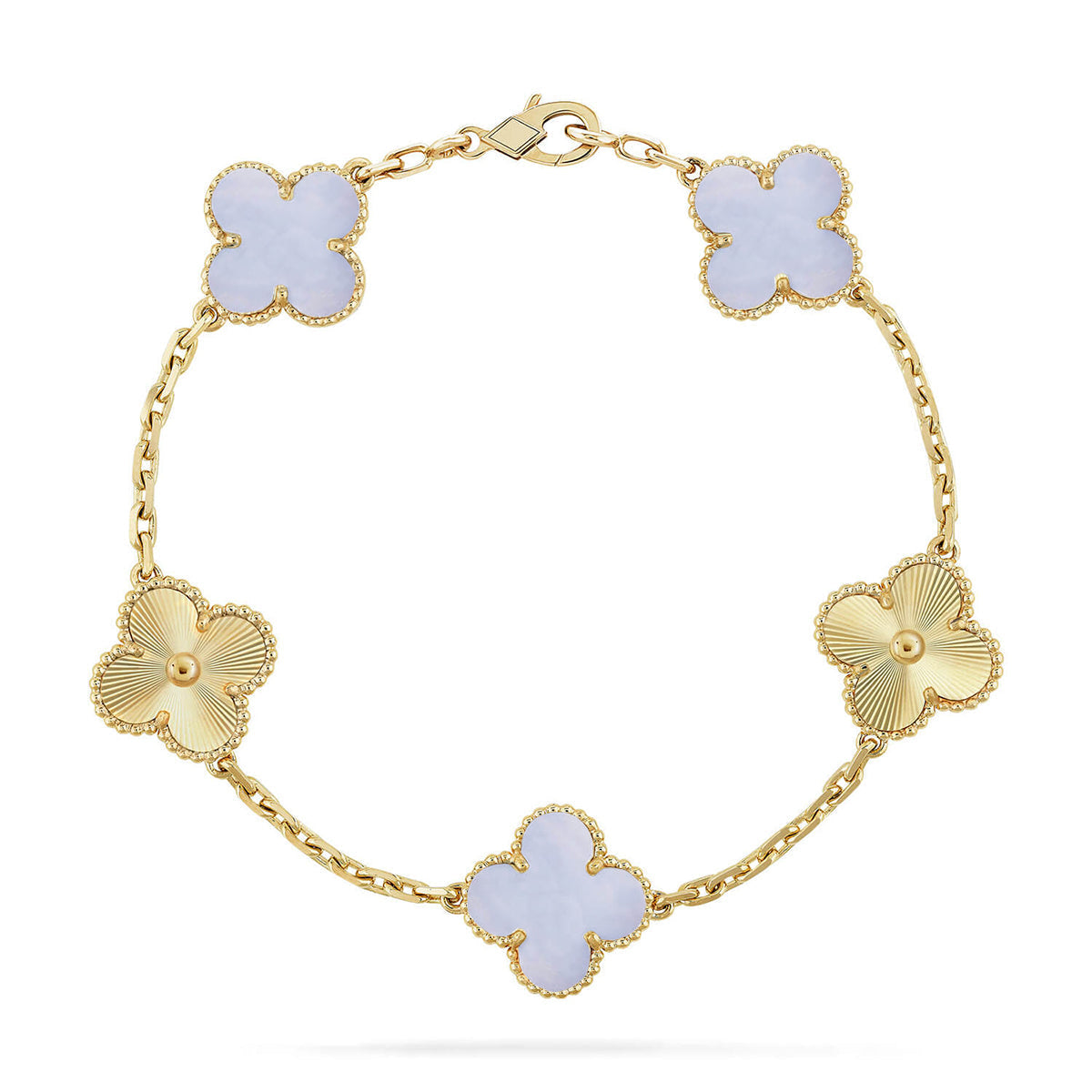 [Lumi]New  CLOVER 5 MOTIF PURPLE CHALCEDONY BRACELET COLLECTION