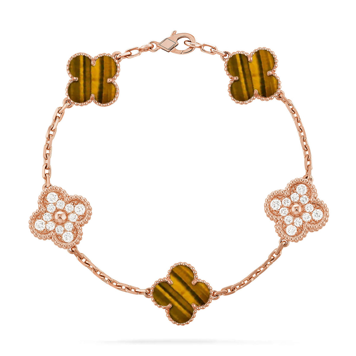 [Lumi jewelry] CLOVER 5 MOTIFS TIGER EYE BRACELET COLLECTION