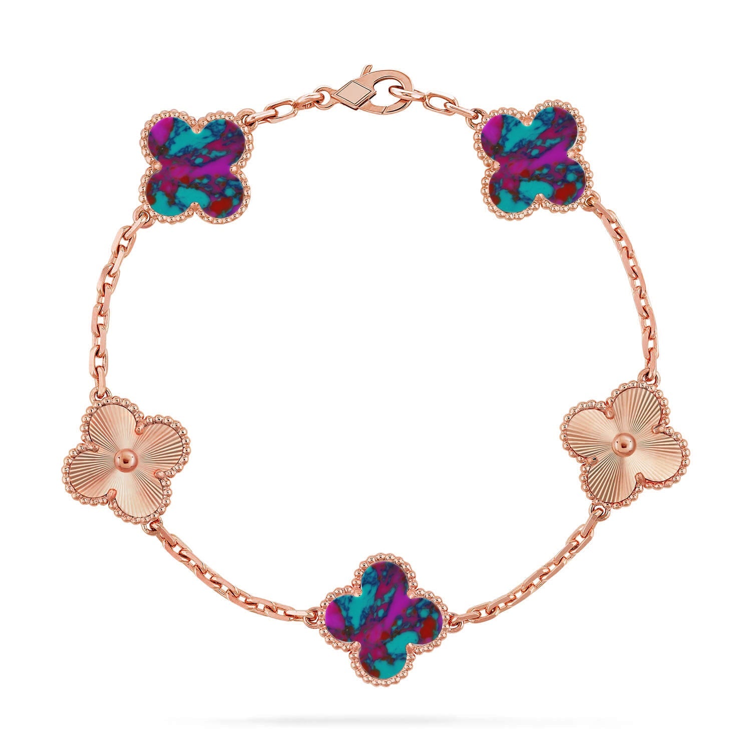 [Lumi jewelry]CLOVER 5 MOTIF COLOR GEMSTONES BRACELET COLLECTION