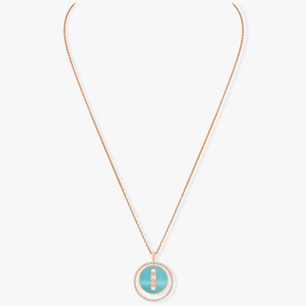 [Imperial] MOVE 3 DIAMONDS TURQUOISE PINK GOLD DIAMOND NECKLACE