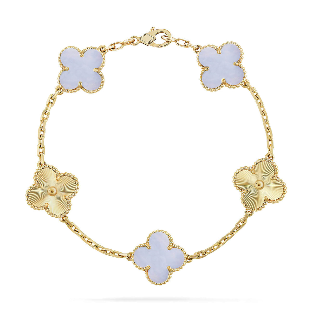 [Lumi jewelry] CLOVER 5 MOTIF PURPLE CHALCEDONY BRACELET COLLECTION