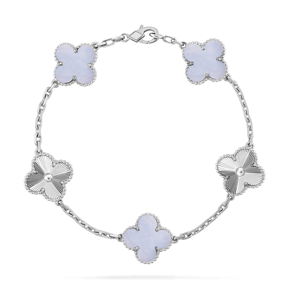 [Lumi]New  CLOVER 5 MOTIF PURPLE CHALCEDONY BRACELET COLLECTION