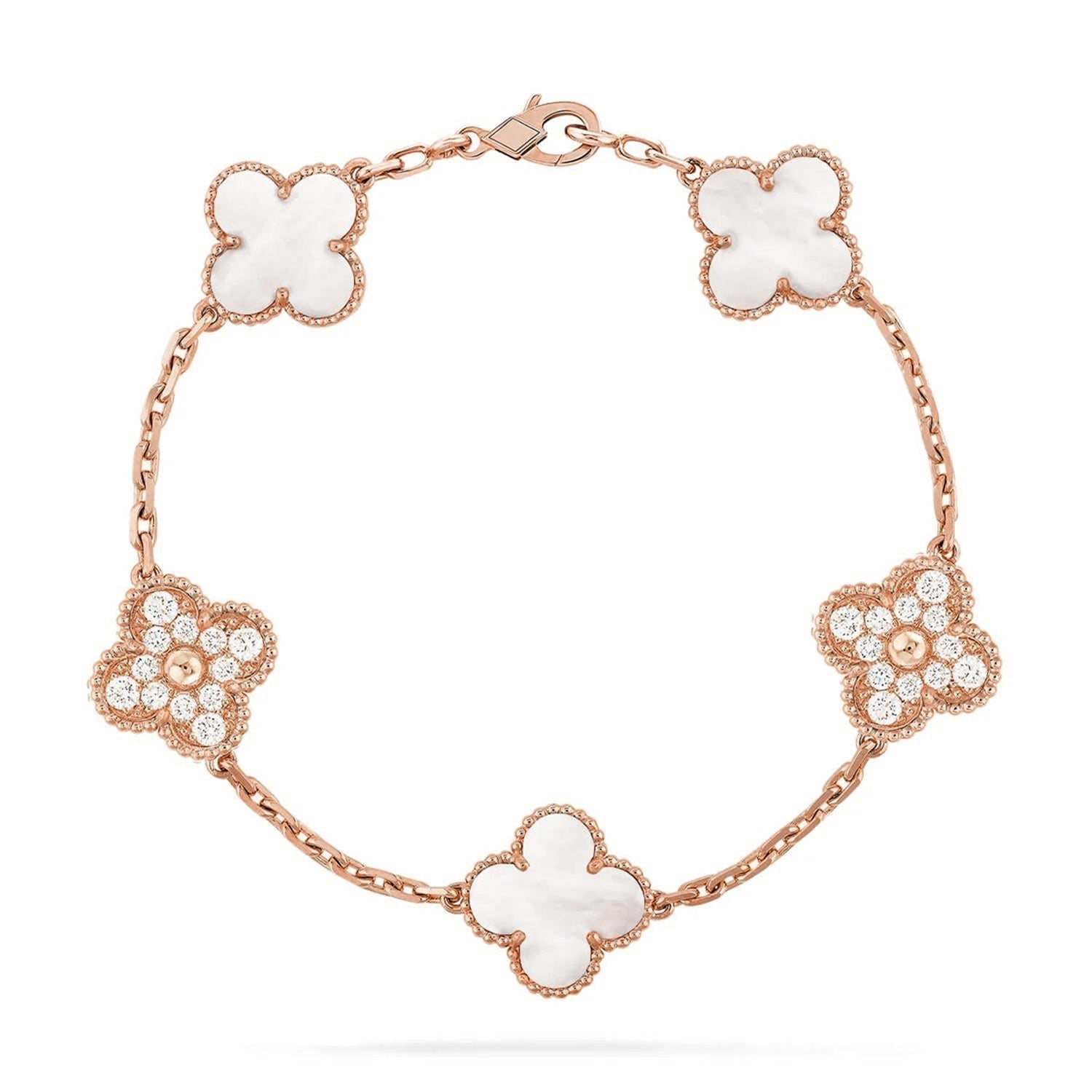 [Lumi]New CLOVER WHITE PEARL MOP 5 MOTIF BRACELET COLLECTION