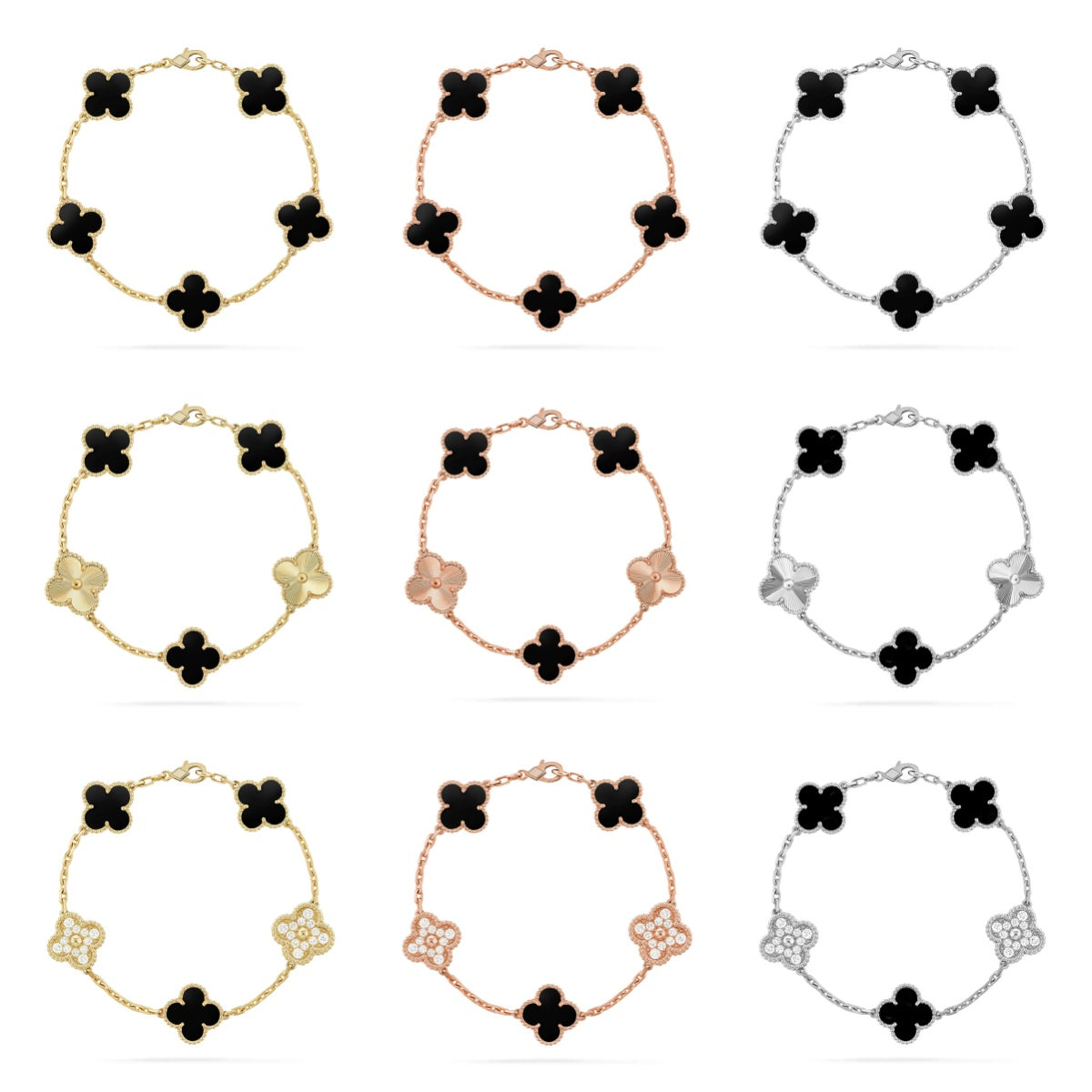 [Lumi jewelry] CLOVER 5 MOTIF ONYXS BRACELET COLLECTION