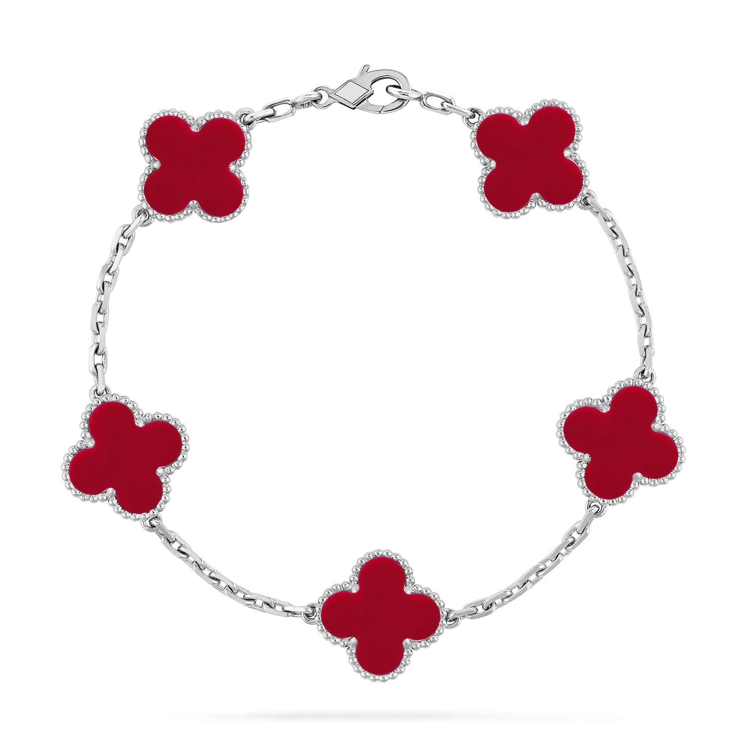 [Lumi jewelry] CLOVER 5 MOTIF RED CORNELIAN BRACELET COLLECTION