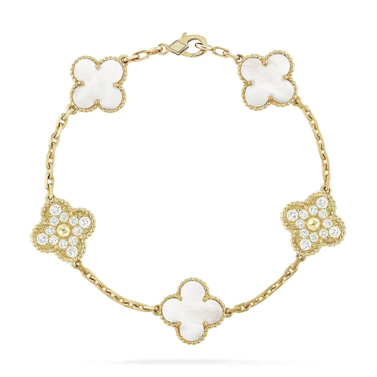 [Lumi]New CLOVER WHITE PEARL MOP 5 MOTIF BRACELET COLLECTION