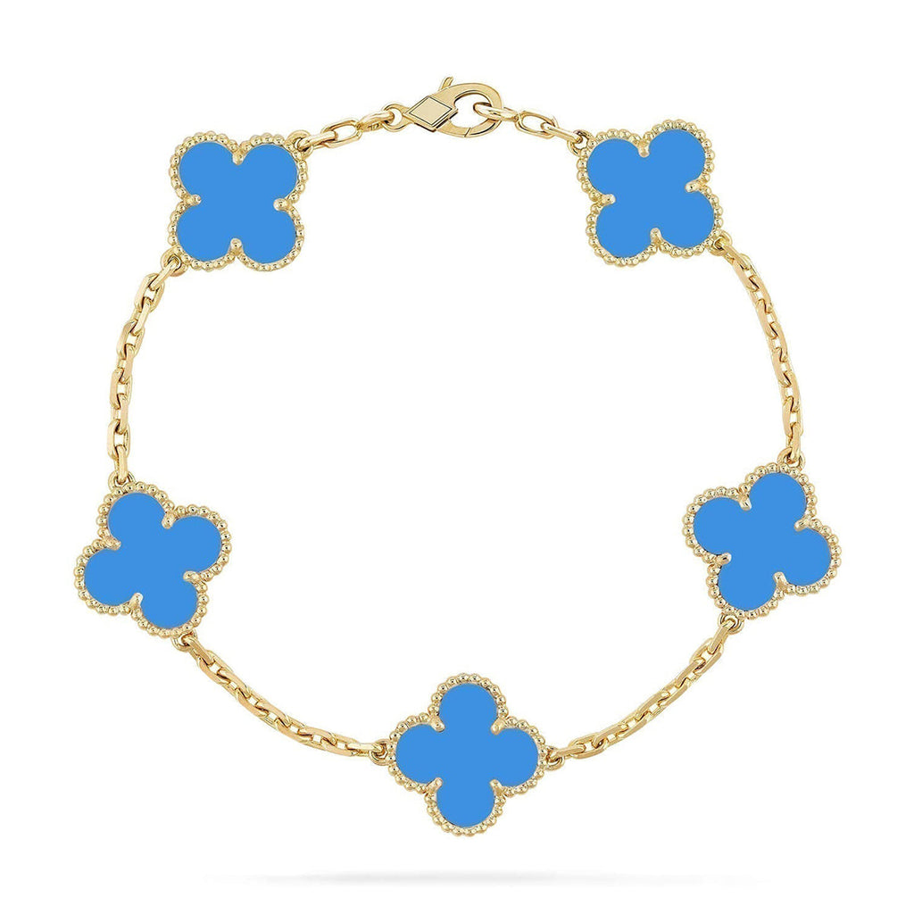 [Lumi jewelry] CLOVER 5 MOTIF BLUE AGATE BRACELET COLLECTION