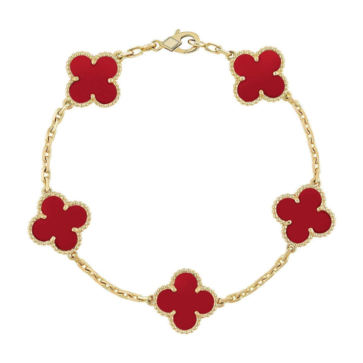 [Lumi jewelry] CLOVER 5 MOTIF RED CORNELIAN BRACELET COLLECTION
