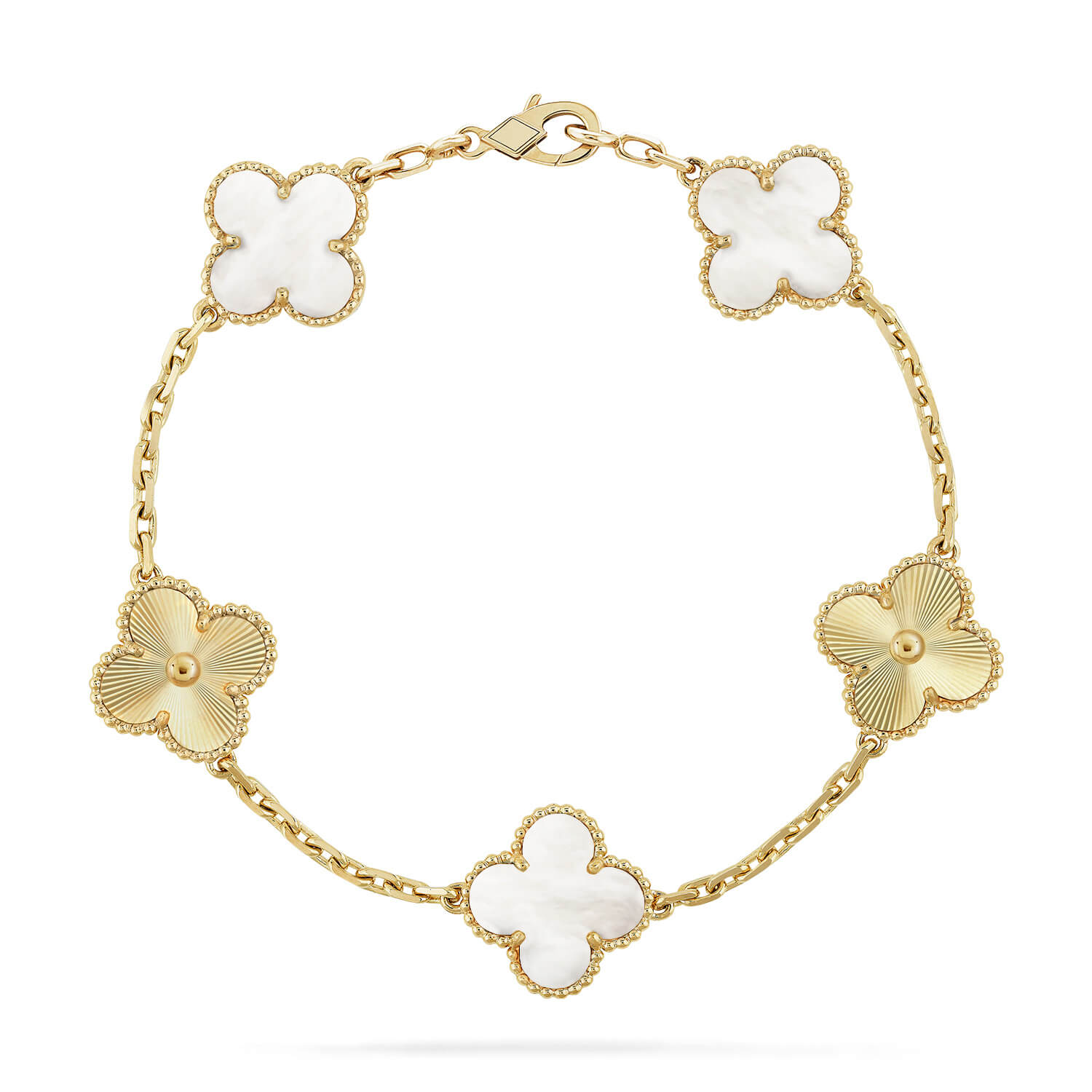 [Lumi jewelry]CLOVER WHITE PEARL MOP 5 MOTIF BRACELET COLLECTION