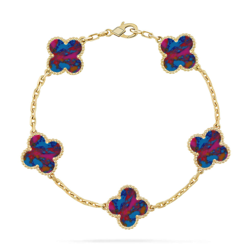 [Lumi jewelry]CLOVER 5 MOTIF COLOR GEMSTONES BRACELET COLLECTION