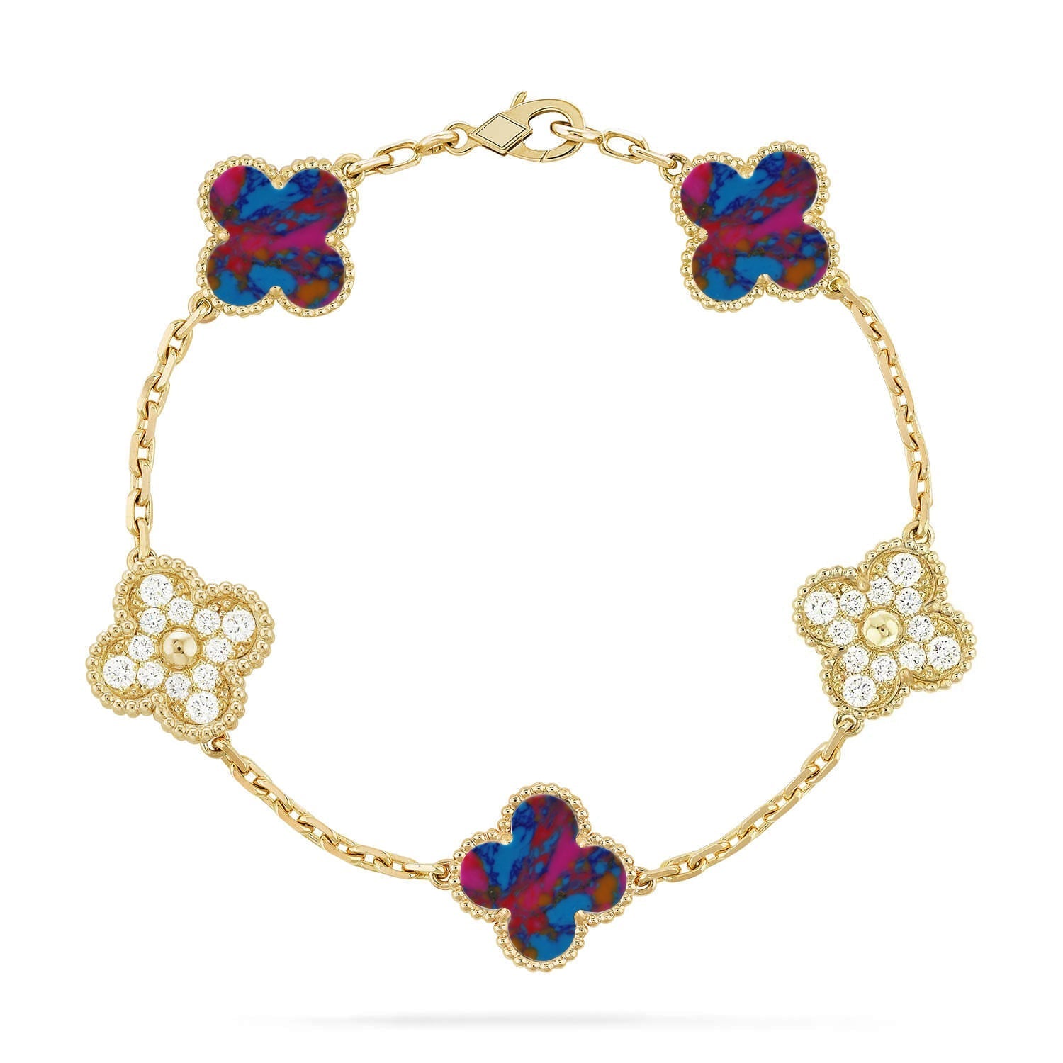 [Lumi]New CLOVER 5 MOTIF COLOR GEMSTONES BRACELET COLLECTION