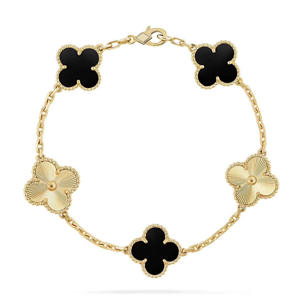 [Lumi jewelry] CLOVER 5 MOTIF ONYXS BRACELET COLLECTION