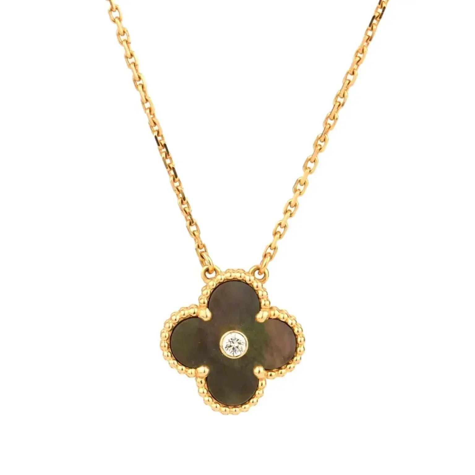 ¡®Lumi¡¯CLOVER 15MM DIAMOND AND MOTHER-OF-GREY NECKLACE