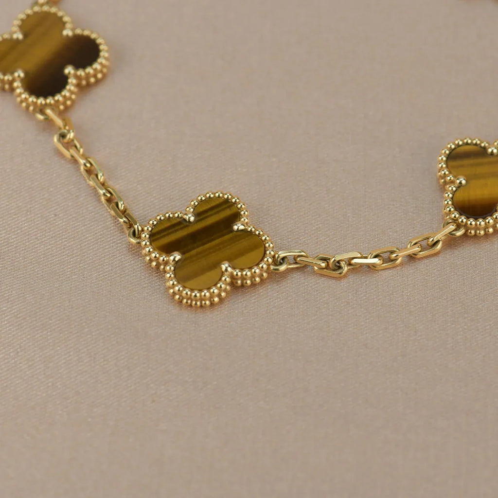 [Lumi jewelry] CLOVER 5 MOTIFS TIGER EYE BRACELET COLLECTION