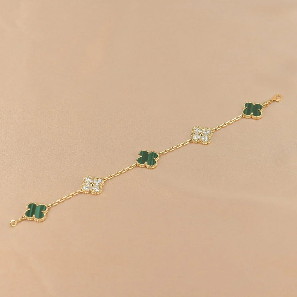 [Lumi]New  CLOVER 5 MOTIF MALACHITE BRACELET COLLECTION