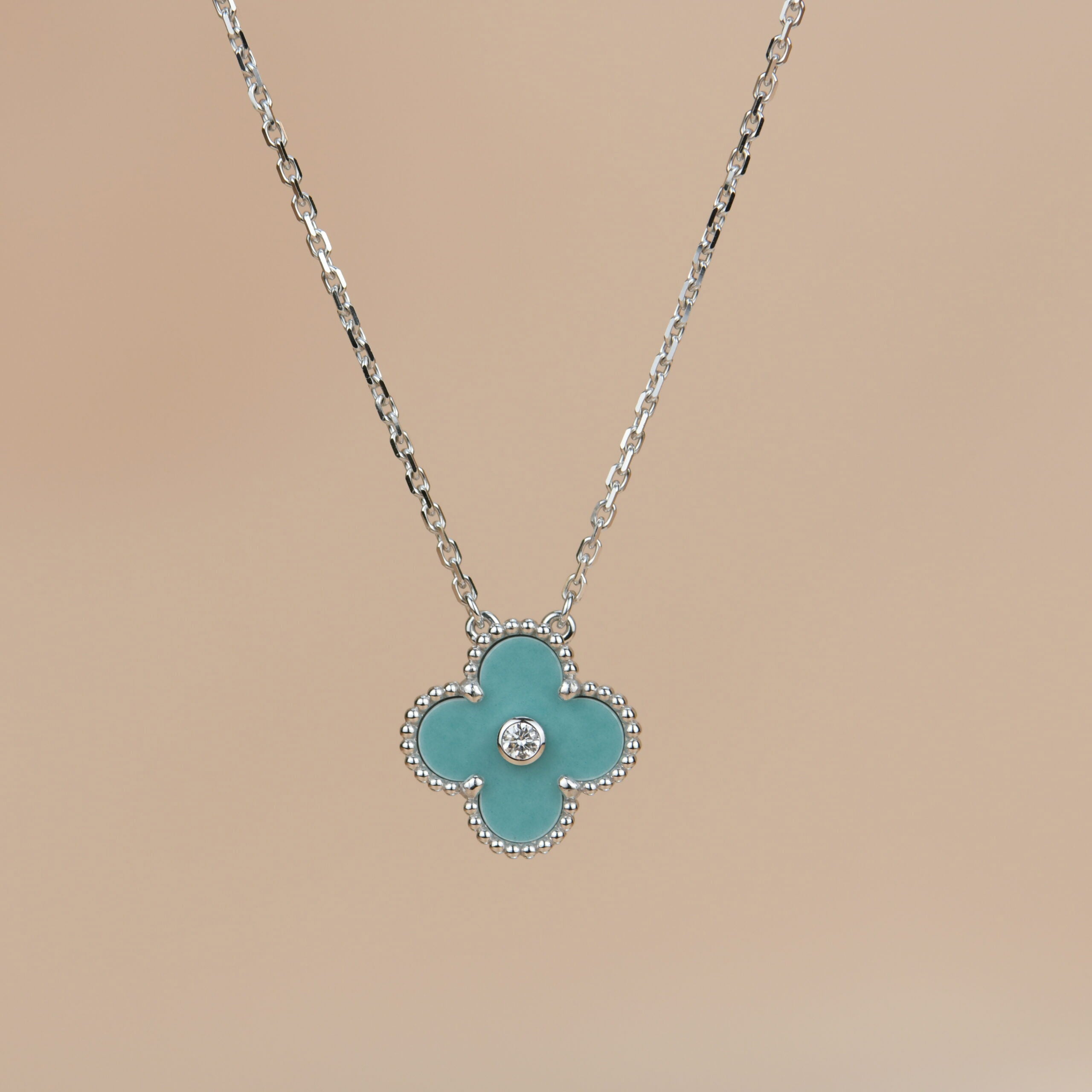 ¡®Lumi¡¯CLOVER 15MM DIAMOND SVRES PORCELAIN  NECKLACE SILVER