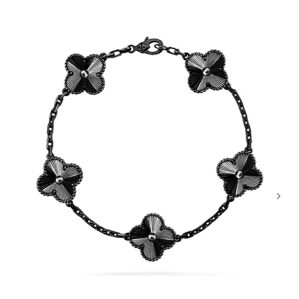 [Lumi]Neues schwarzes Armband mit Kleeblattmotiv (5 Motive)