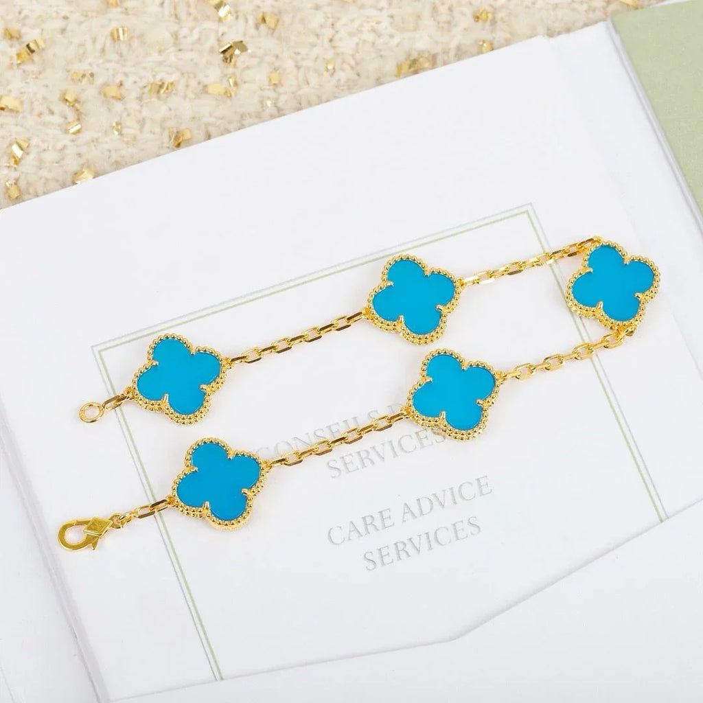 [Lumi jewelry] CLOVER 5 MOTIF TURQUOISE BRACELET COLLECTION