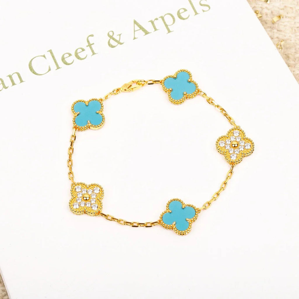 [Lumi jewelry] CLOVER 5 MOTIF TURQUOISE BRACELET COLLECTION