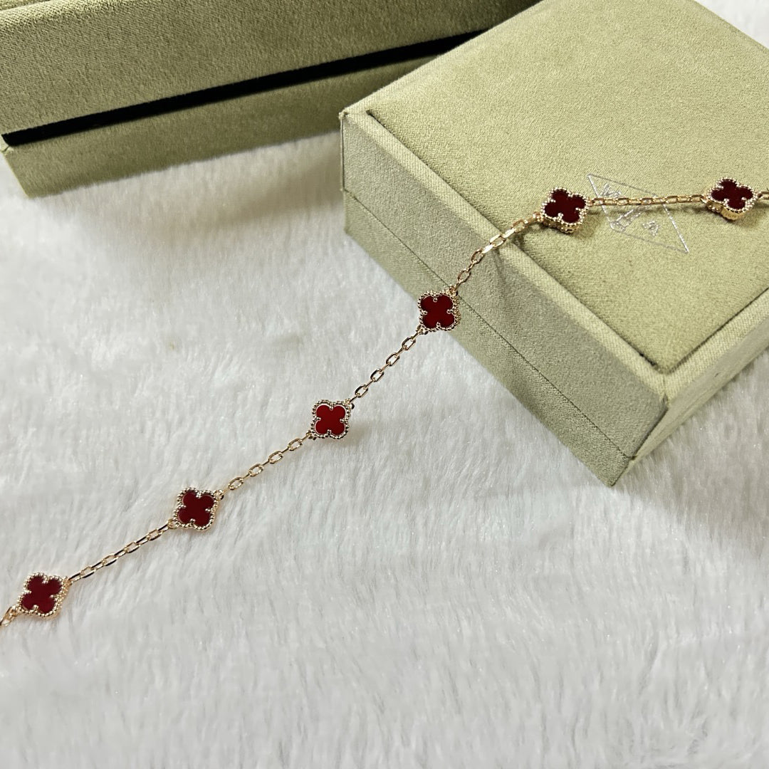 [¡®Lumi¡¯]CLOVER 6 MOTIF RED AGATE BRACELET