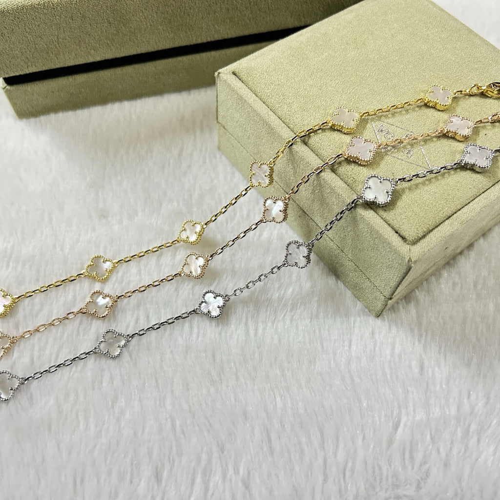 [¡®Lumi¡¯]CLOVER 6 MOTIF WHITE MOP BRACELET