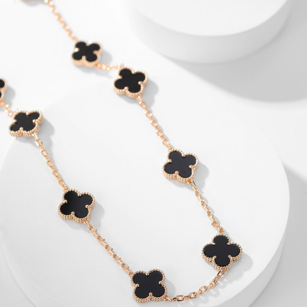 ¡®Lumi¡¯CLOVER 10 MOTIFS ONYX NECKLACE