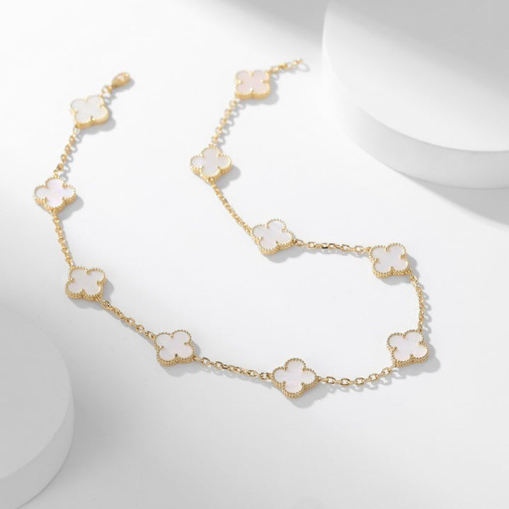 ¡®Lumi¡¯CLOVER 10 MOTIFS WHITE MOTHER OF PEARL NECKLACE