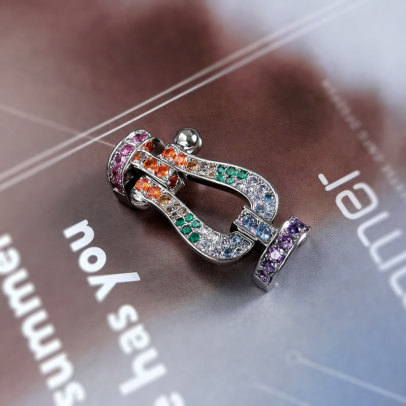 ¡®Lumi¡¯FORC LARGE HORSESHOE  COLORED DIAMOND BRACELET SILVER