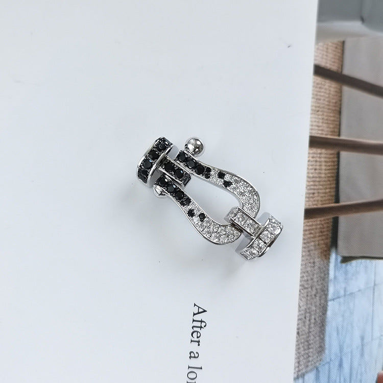 ¡®Lumi¡¯FORCE LARGE HORSESHOE BLACK WHITE DIAMOND BRACELET SILVER