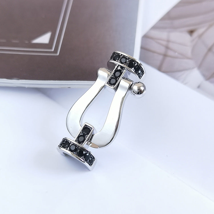 Lumi® FORCE Großes Hufeisen Schwarzes Diamantarmband Silber