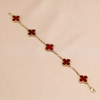 [Lumi jewelry] CLOVER 5 MOTIF RED CORNELIAN BRACELET COLLECTION