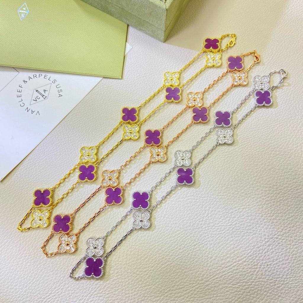 ¡®Lumi¡¯CLOVER 10 MOTIFS  PURPLE VIOLET DIAMOND NECKLACE
