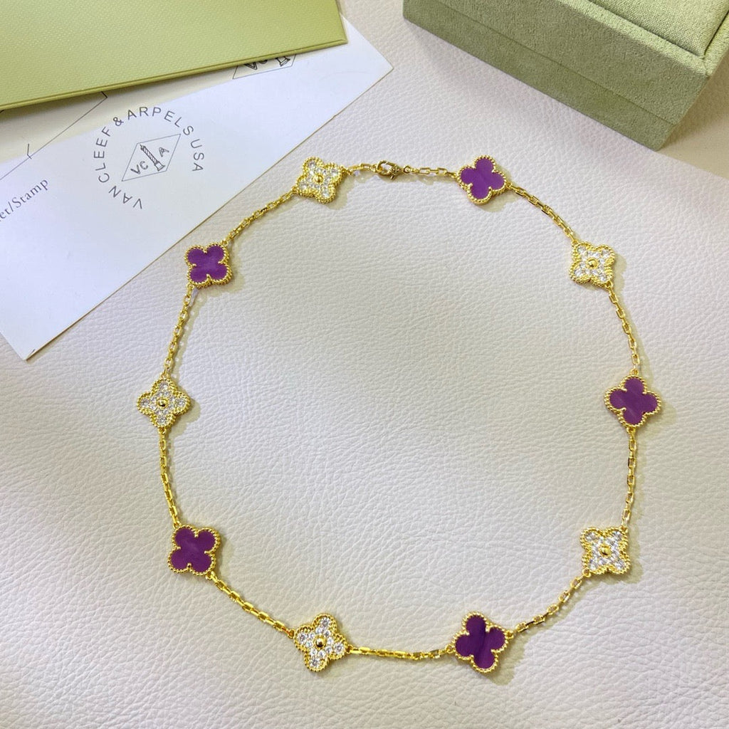 ¡®Lumi¡¯CLOVER 10 MOTIFS  PURPLE VIOLET DIAMOND NECKLACE