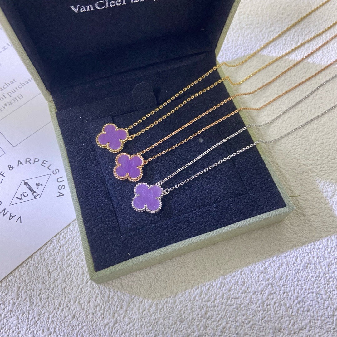 ¡®Lumi¡¯CLOVER 15MM  PURPLE VIOLET NECKLACE