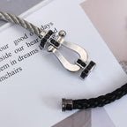 Lumi® FORCE Großes Hufeisen Schwarzes Diamantarmband Silber