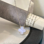 ¡®Lumi¡¯CLOVER 15MM BLUE CHALCEDONY NECKLACE SILVER