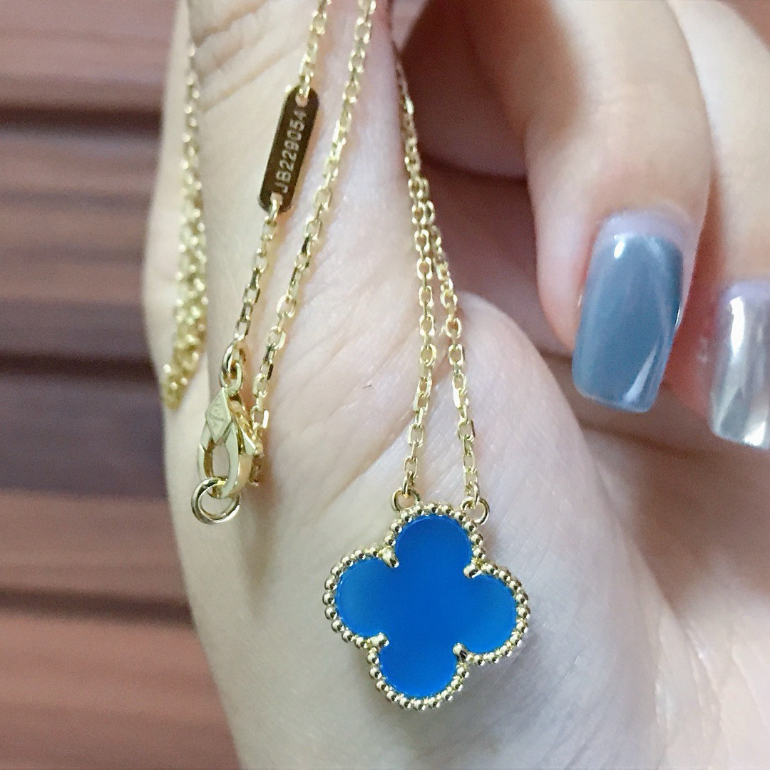 ¡®Lumi¡¯CLOVER 15MM BLUE AGATE NECKLACE