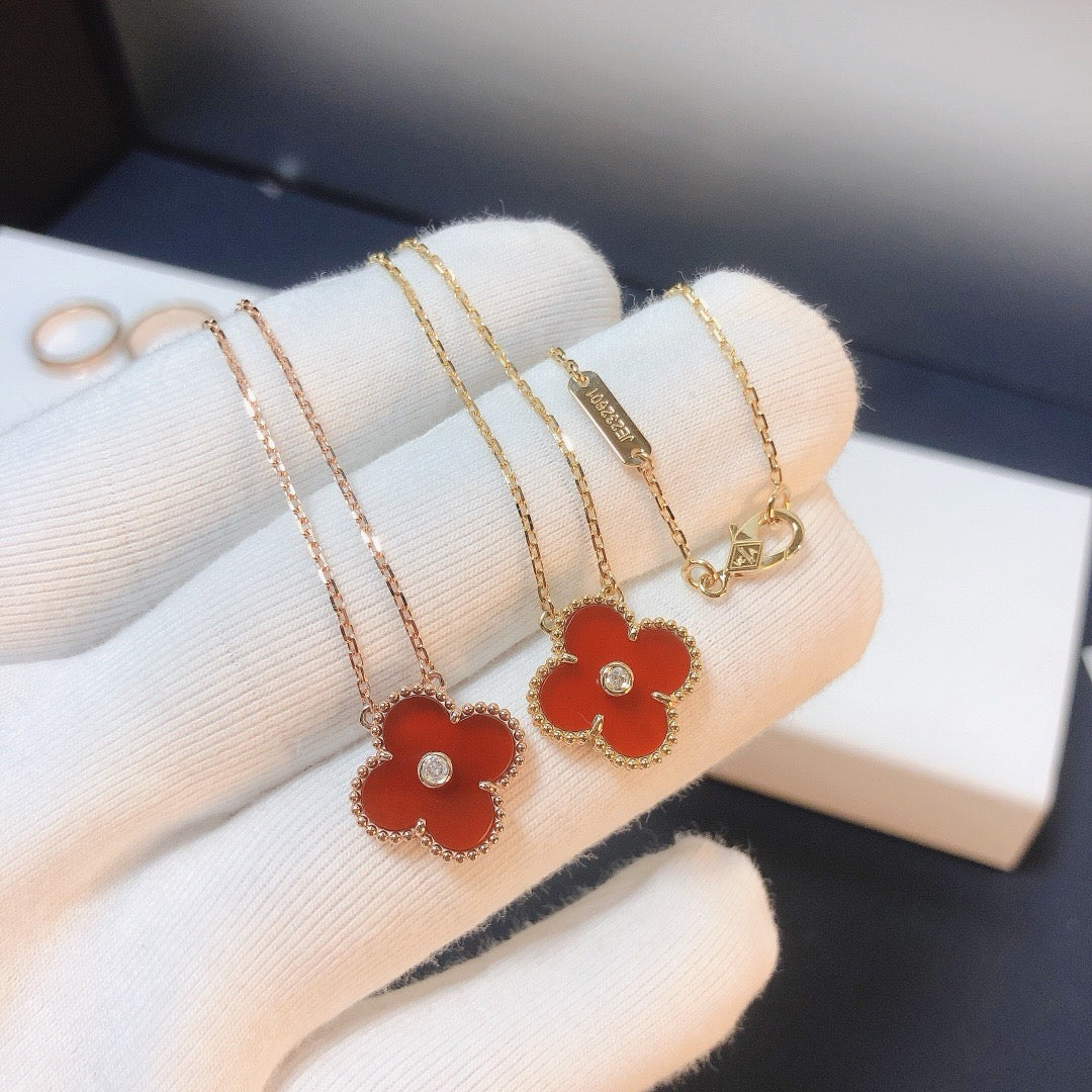¡®Lumi¡¯CLOVER 15MM DIAMOND CARNELIAN NECKLACE