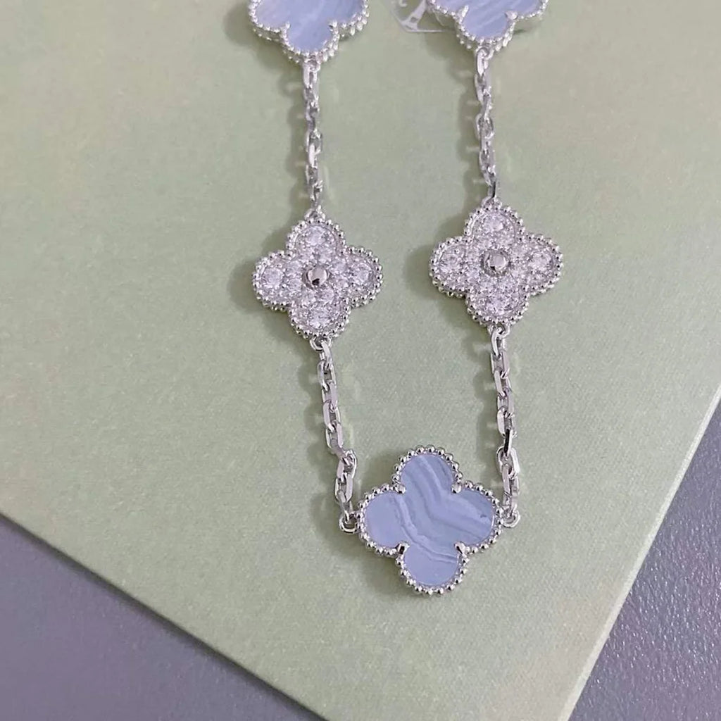 [Lumi jewelry] CLOVER 5 MOTIF PURPLE CHALCEDONY BRACELET COLLECTION
