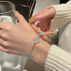 [Lumi jewelry] CLOVER 5 MOTIF PURPLE CHALCEDONY BRACELET COLLECTION