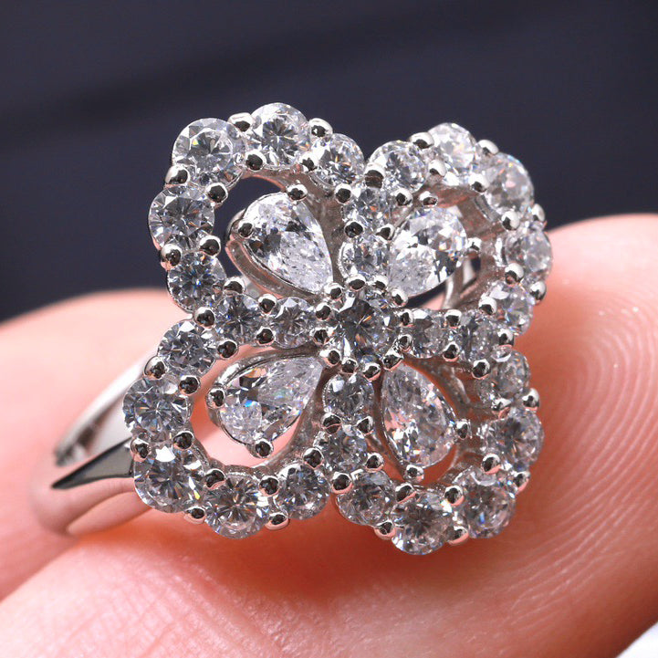 Lumi® Loop Ring Vollmotiv Diamant 16 mm Silber