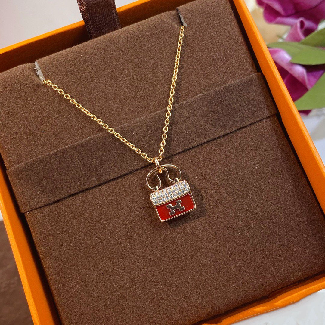 ¡®Lumi¡¯CONSTANCE RED PEDANT PINK GOLD NECKLACE