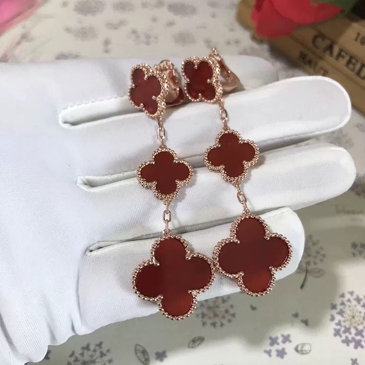 Lumi® CLOVER 3 MOTIF CARNELIAN DROP EARRINGS